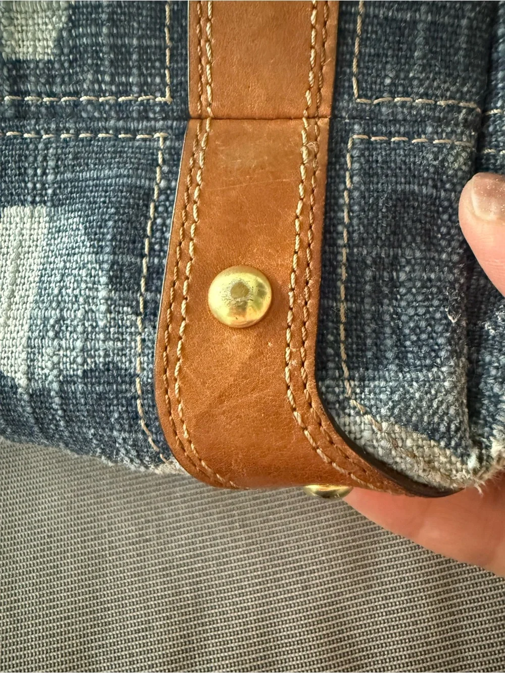 Coach Vintage 12197 Carly Blue Denim Signature “C” with Braided Leather Strap